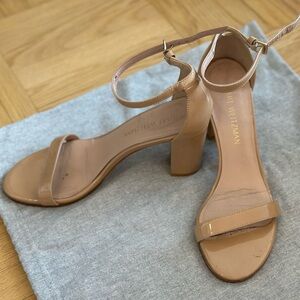 STUART WEITZMAN Nearly Nude Patent Nude Heel Size  7.5